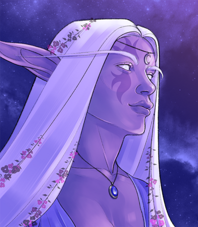 Moon elf - portrait gift art